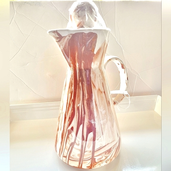 Vintage Marbled Native Clay Pitcher - Pottery - Serveware - Carafe